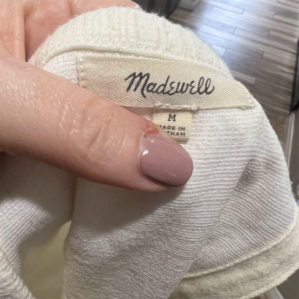 Madewell Women's Ivory Tie-Back Short Sleeve Top Size M Casual - Picture 8 of 9